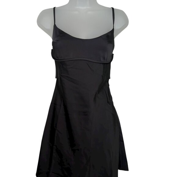 Modern Citizen Della Satin Mini Dress XS Black Cutout Slip Bust Detail - Picture 3 of 6